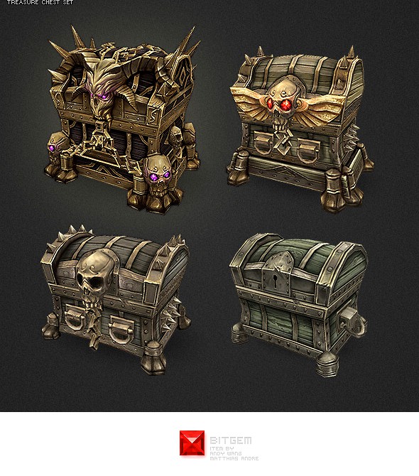 Low Poly Treasure Chest Set