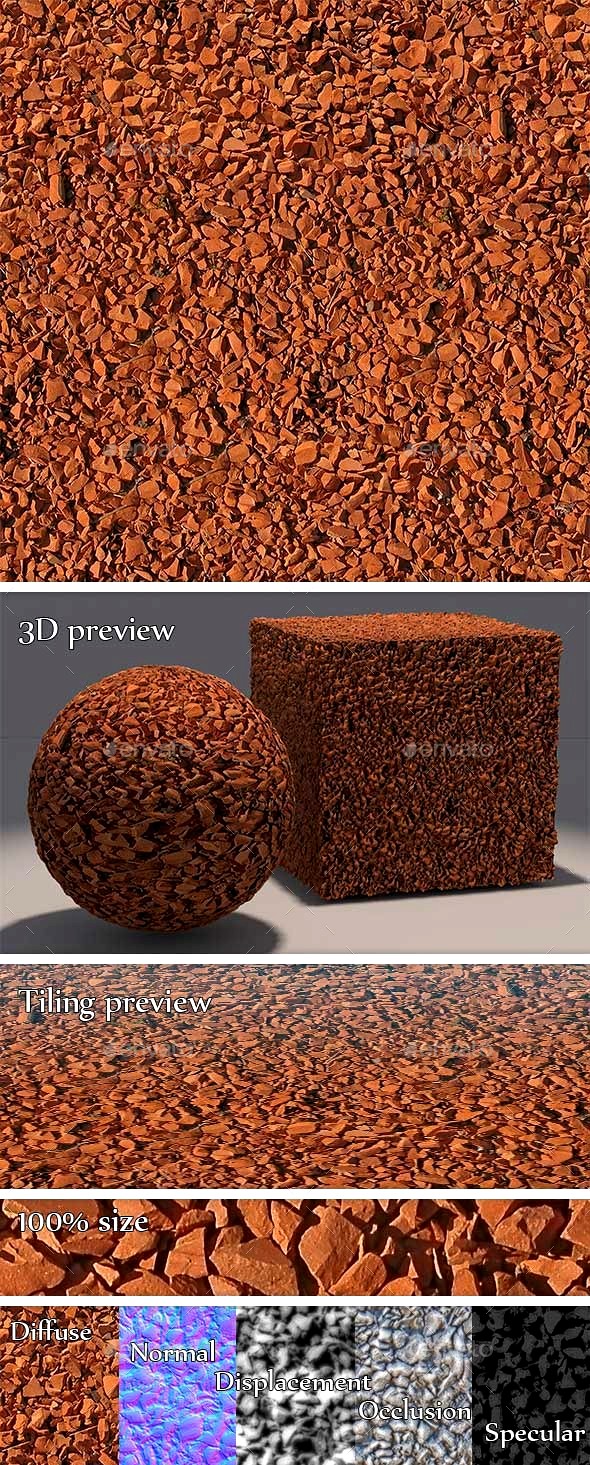 Gravel - Red Stones Seamless Texture