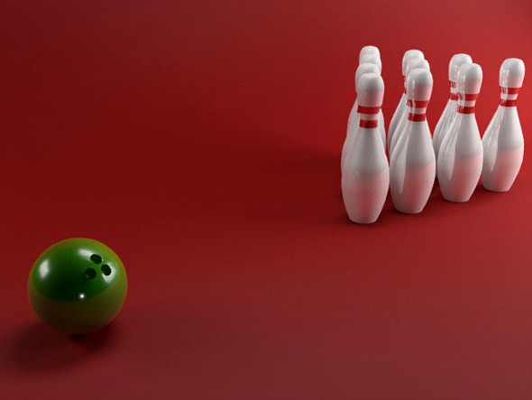 Realistic Bowling Pins w/ Ball