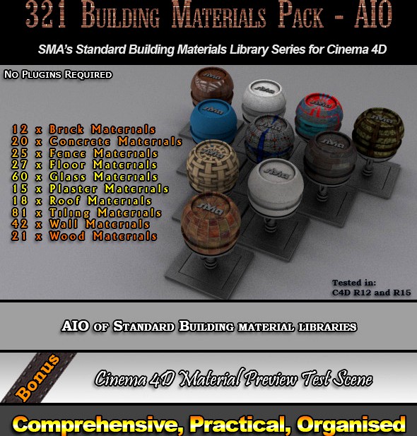 321 Comprehensive Building Materials Pack for C4D