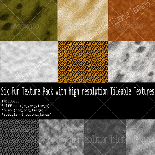 Six different  Fur Texture Pack