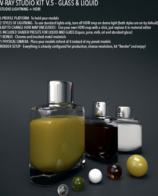 Vray Studio Setup v.5 - Glass &amp; Liquid