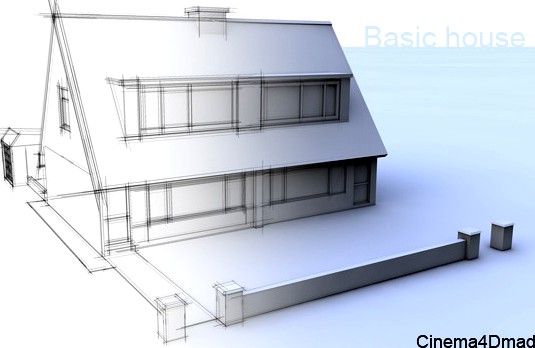 3D basic house cinema 4d