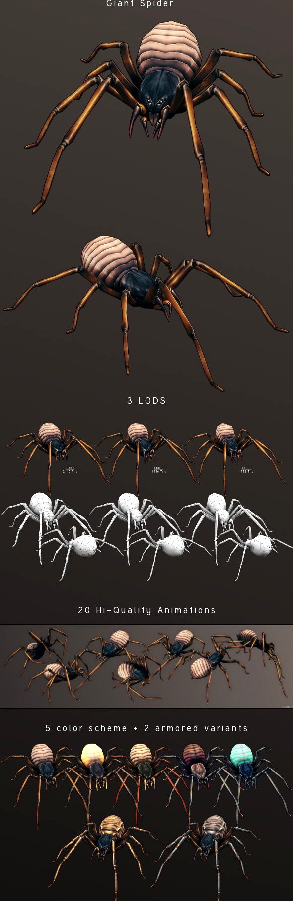LowPoly HandPainted Giant Spider