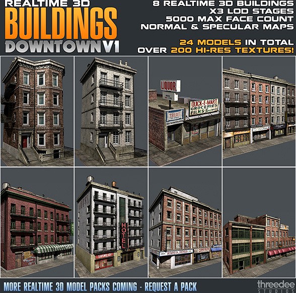 Realtime 3D Buildings Pack - Downtown V1