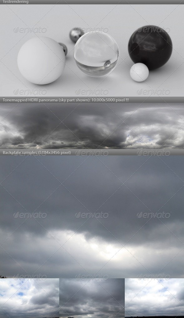 HDRI spherical sky panorama -1400- gloomy &amp; cloudy