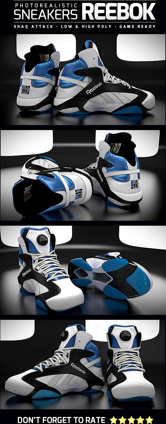 Sneakers Reebok Shaq Attack - Photorealistic