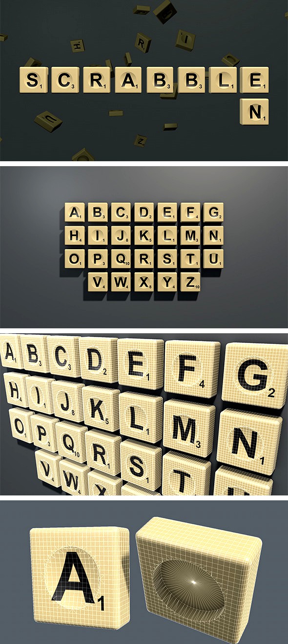 Scrabble letter tiles in English