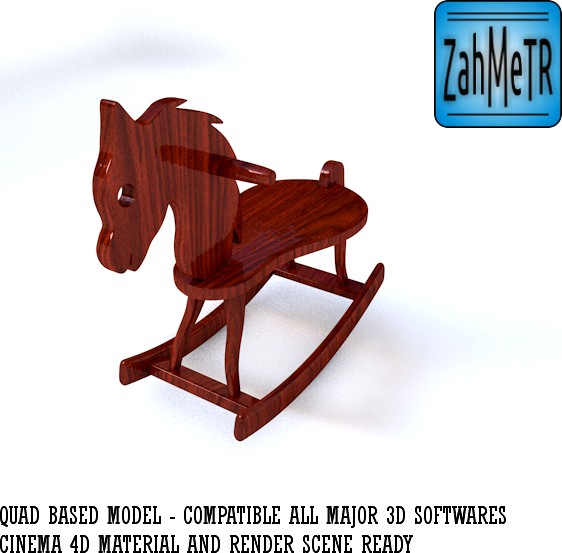 Wooden Rocking Horse and Quad Mesh