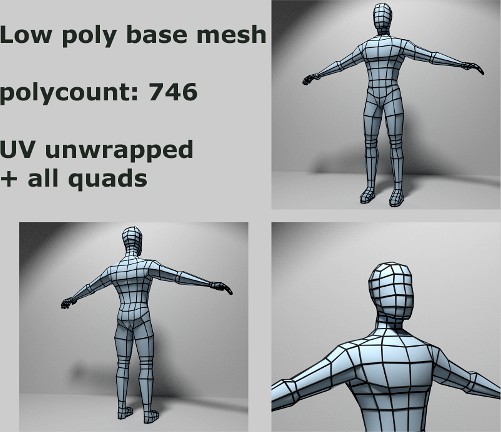 Optimized low poly Male Base mesh