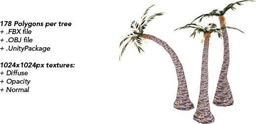 Palms - Low Polygonal Trees Set 1