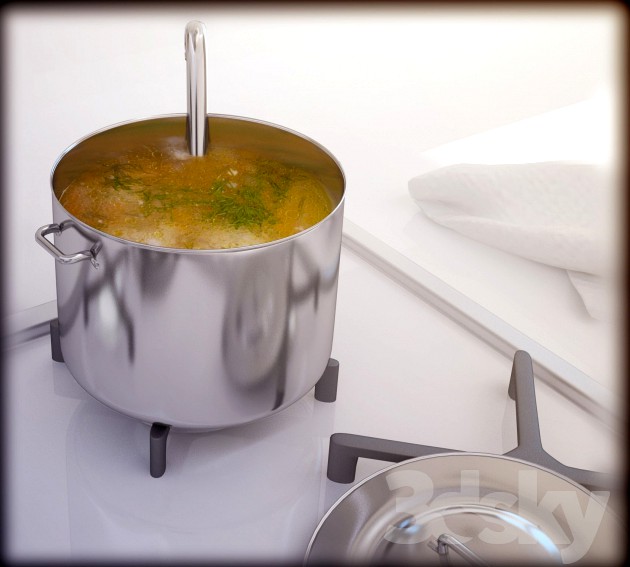 Saucepan with soup