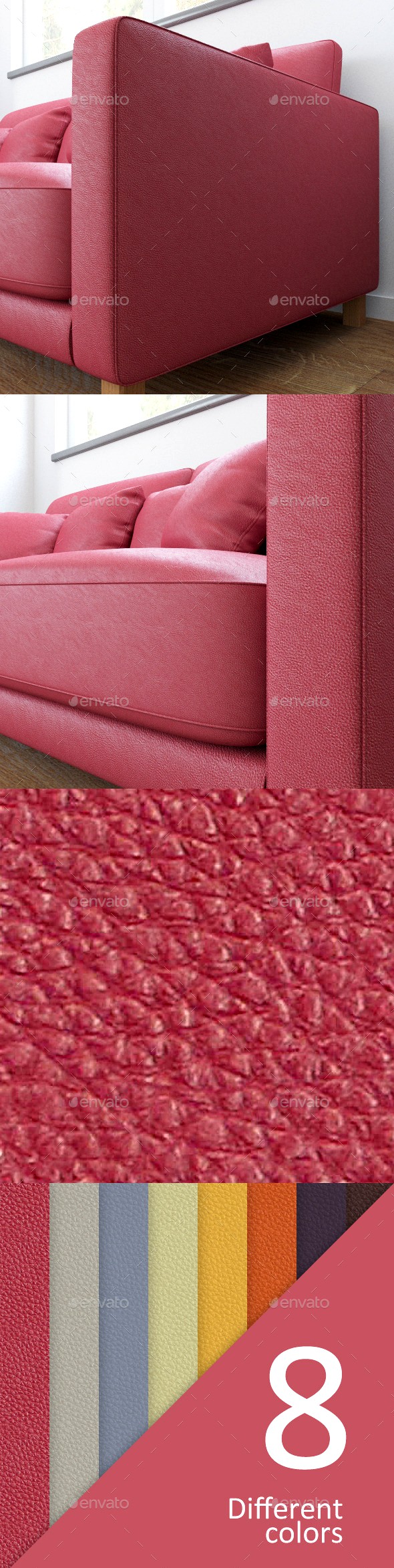 8 colors leather textures