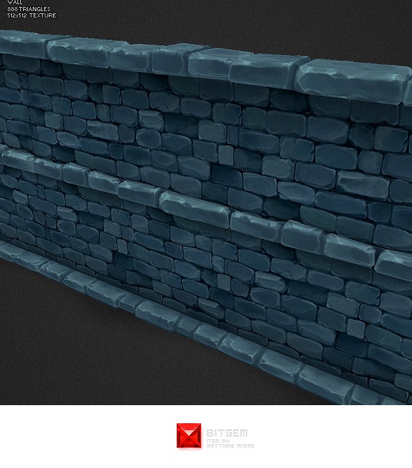 Low Poly Dungeon Stone Wall Segment