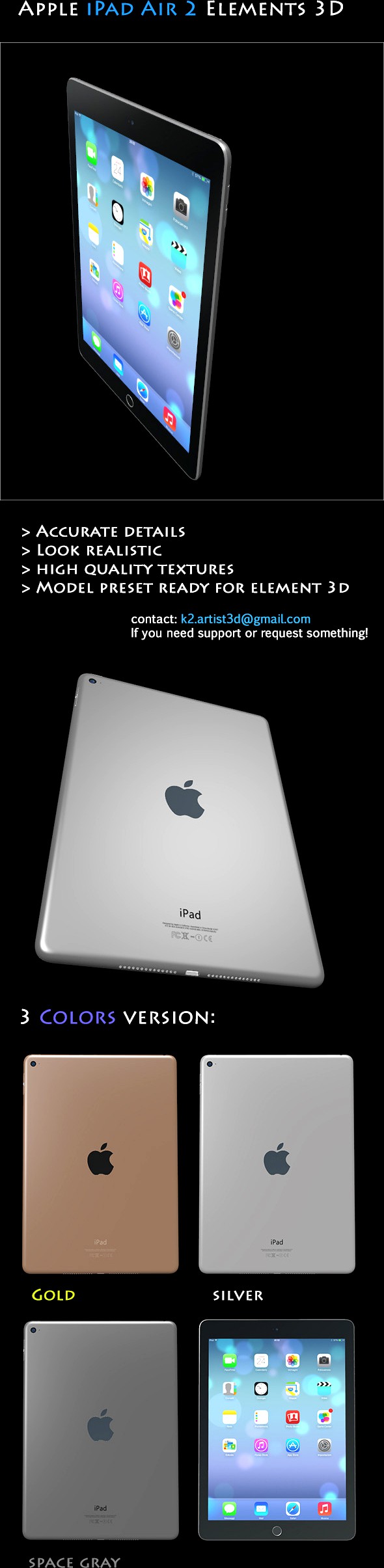 Apple iPad Air 2 - Elements3D