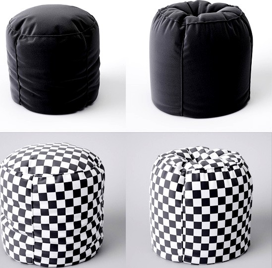 2 pouf with pleats