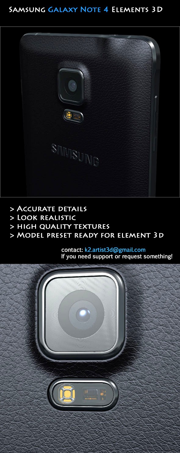 Samsung Galaxy Note 4 Black - Element 3D