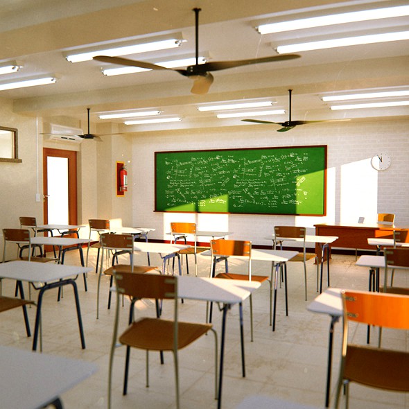 3D Classroom Scene