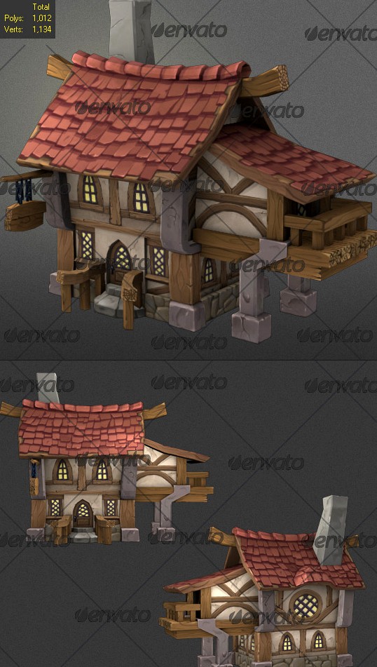 low poly wood house 2