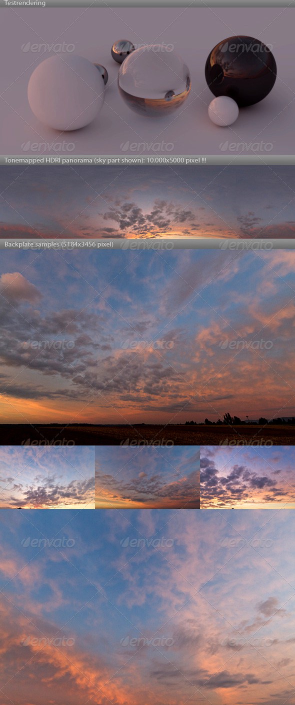 HDRI spherical sky panorama -1900- red evening sky