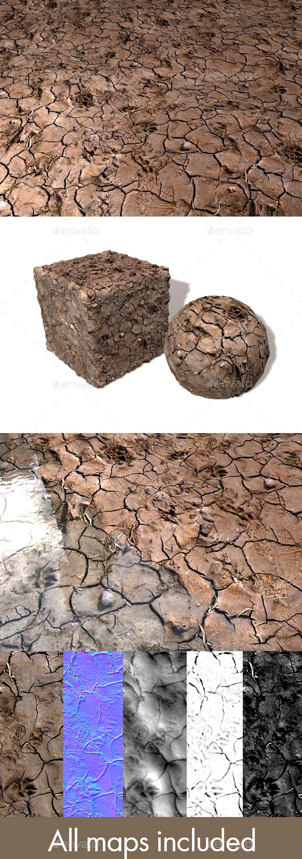 Dog Prints in Mud Seamless Texture