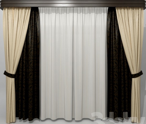 2 curtain drapes and tulle