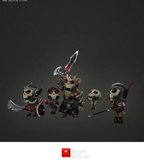 Low Poly Mini Skeleton Swarm Pack