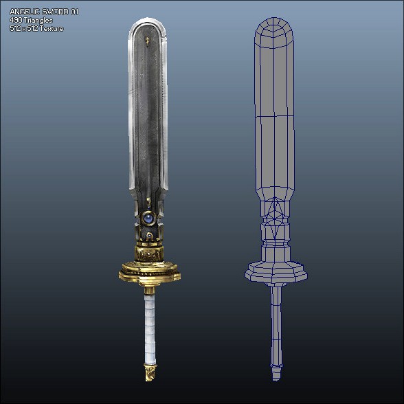 Low Poly Crusader Angelic Sword 01