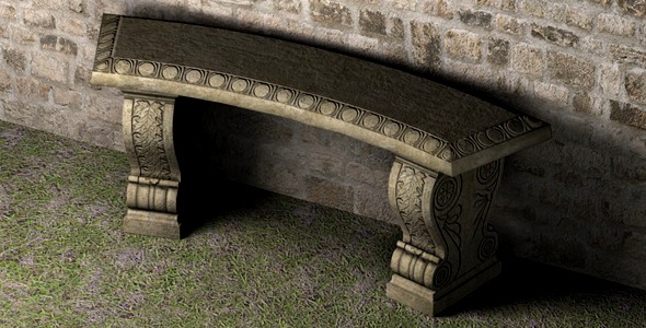 Stone Bench - Low Poly