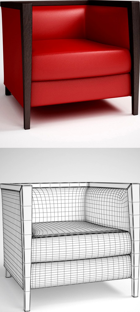 CGAxis Red Leather Armchair 09