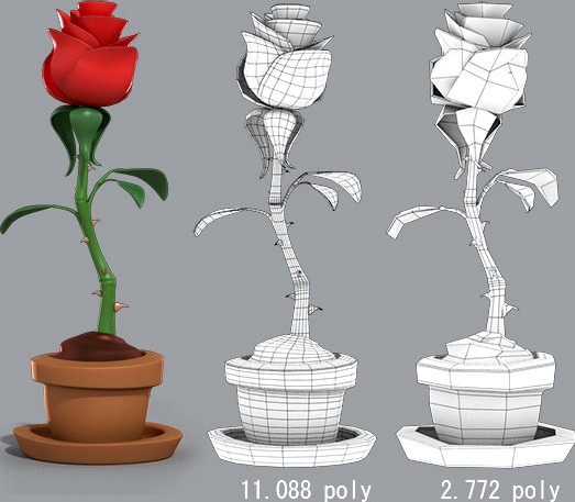 Cartoon Rose in the pot