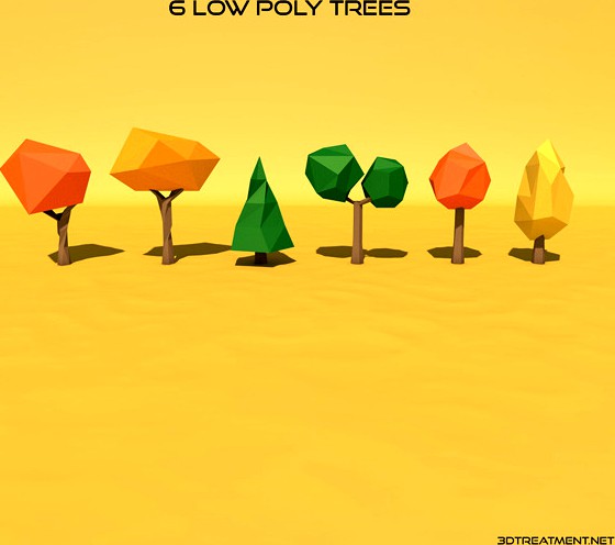 6 Low Poly Trees