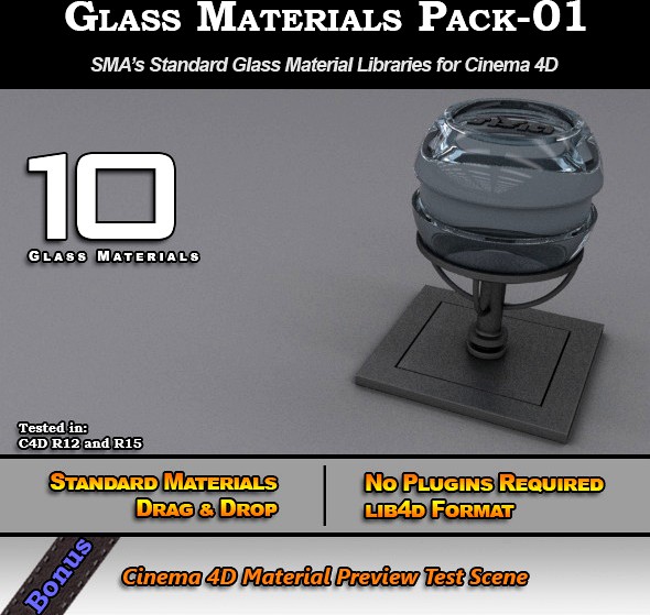 Glass Materials Pack-01 for Cinema 4D [Standard]