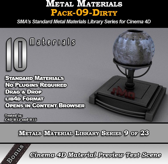 Metals Material Pack-09-Dirty for Cinema 4D