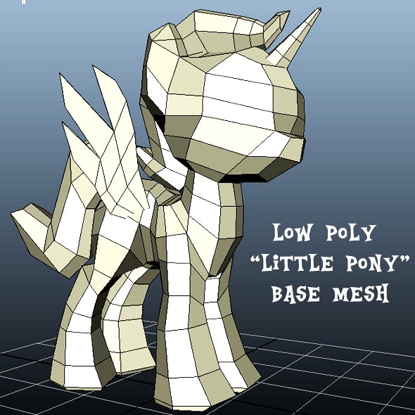 Low Poly Cute Little Pony Base Mesh