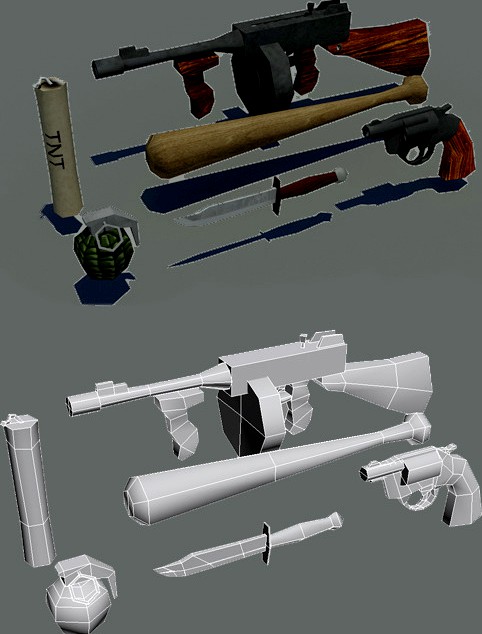 Lowpoly gameready weapons pack 1930s