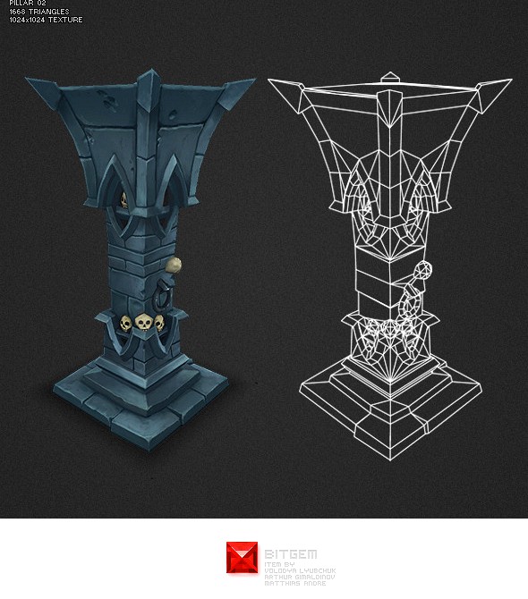 Low Poly Dungeon Pillar 02