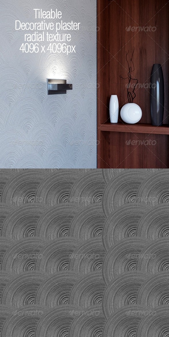Tileable decorative plaster radial texture