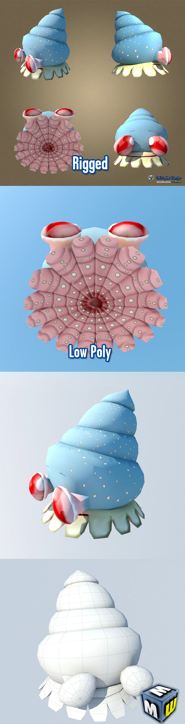 Mollusk Low Poly Character MAX 2011