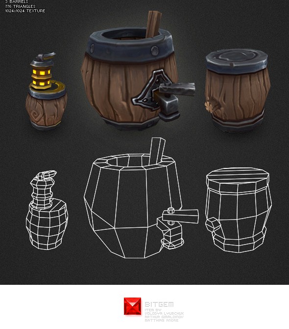 Low Poly Barrels