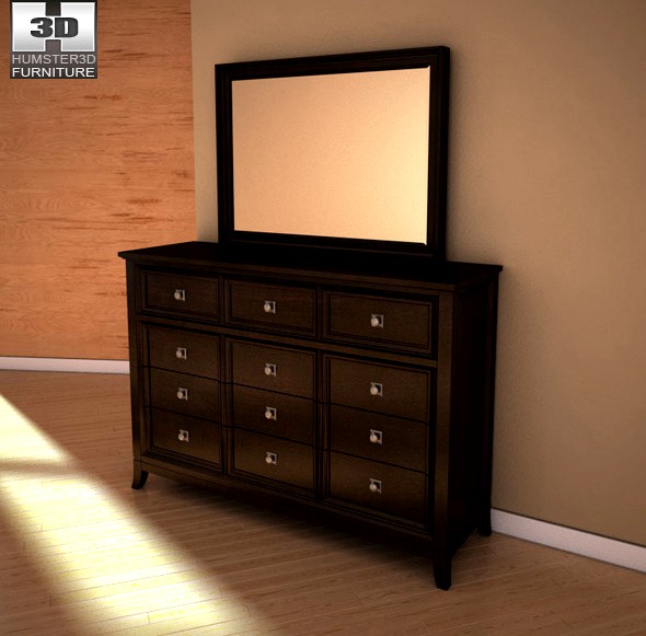 Ashley Martini Suite Dresser &amp; Mirror - 3D model.