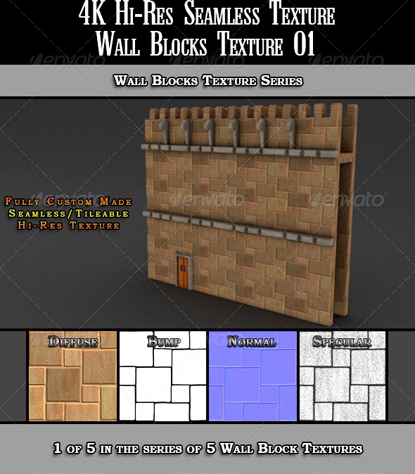 Hi-Res 4k Wall Blocks Texture 01