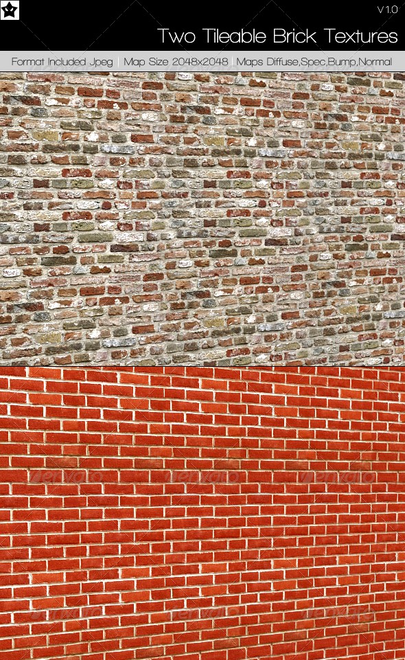 2 Tileable Brick Textures