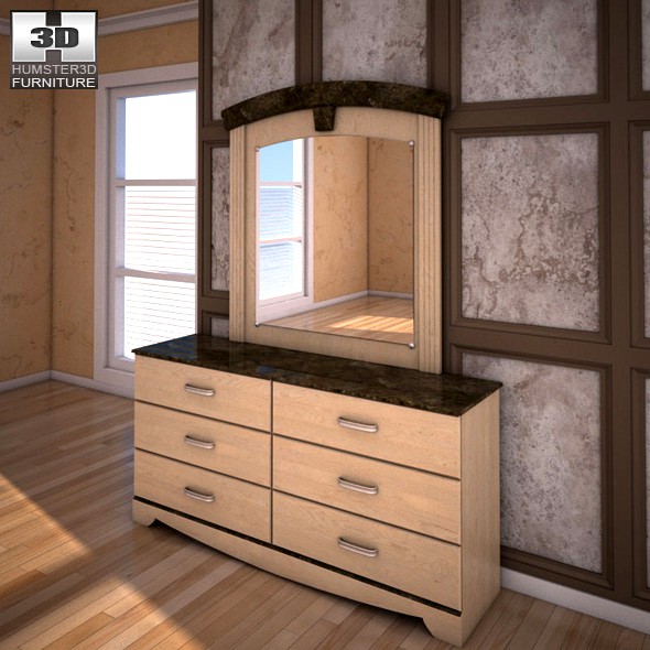 Ashley Olivia Bay Dresser &amp; Mirror - 3D model.