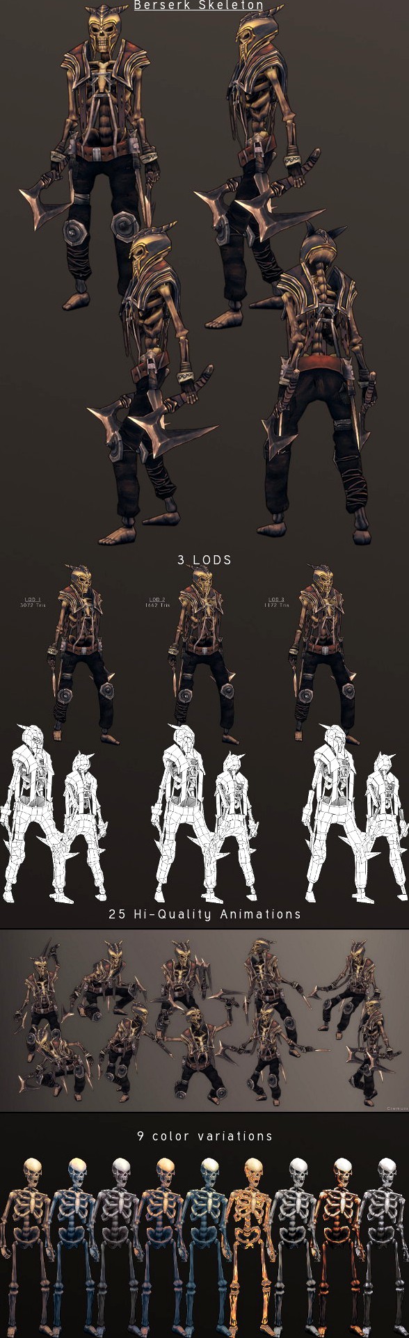 LowPoly HandPainted Berserk Skeleton