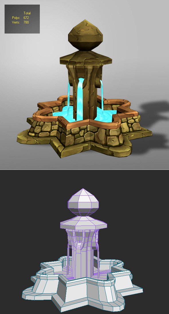 fountain low poly_1