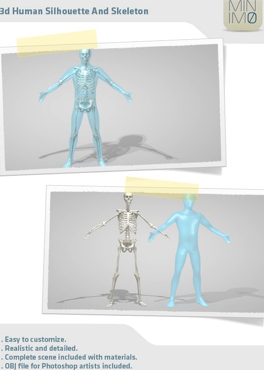 3d Human Silhouette And Skeleton