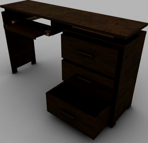 Realistic Computer Table With Render Stupe