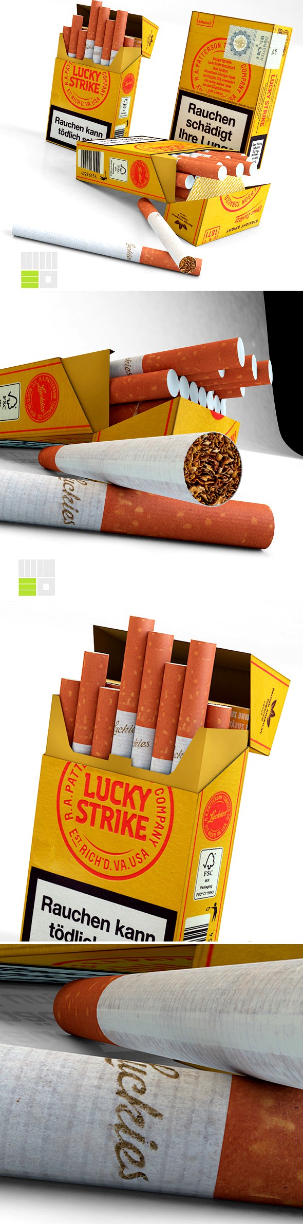 German Box of Cigarettes C4D (FBX, OBJ, 3DS, DAE)