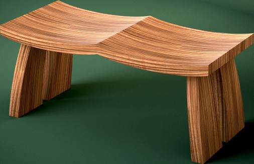 Contemporary Curvy Wooden Bench